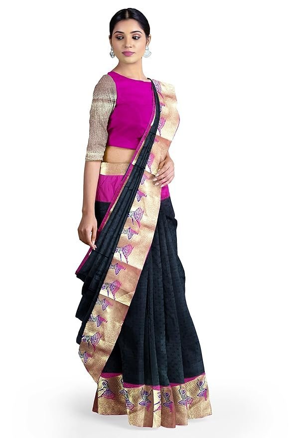 716mltO2enL._SY879_ Kanjivaram Silk Sarees with Woven Zari work | 80% Pure Kanjeevaram silk and 10% Art Silk - Image 1