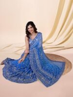 Women's Georgette Sequin Embroidery work Saree with Unstitch Blouse Piece - Image 4