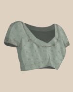 Embroidered Saree with Contrast Border - Image 3