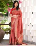 Woven Saree with Contrast Border & Tassels - Image 4