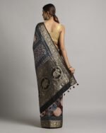 Handblock Bagru Print Handwoven Saree with Contrast Border - Image 2