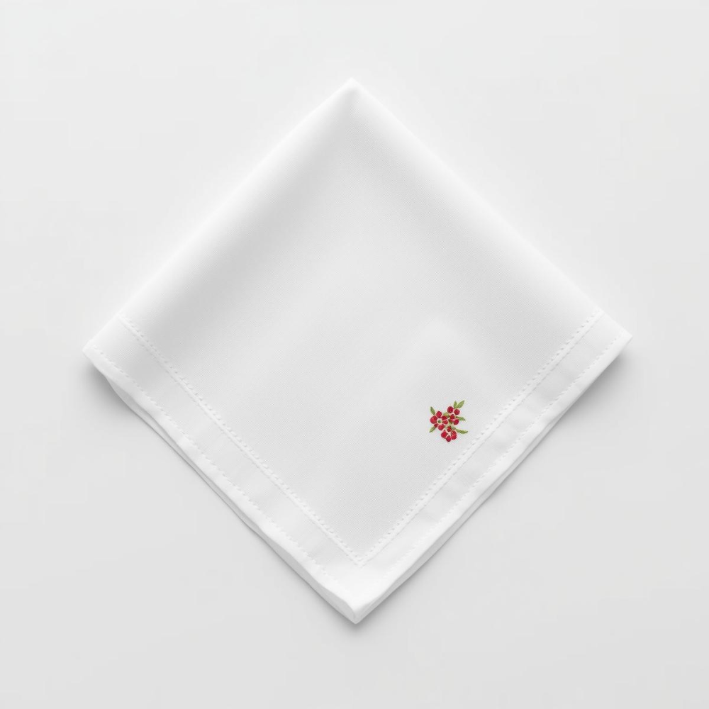 58.png White Handkerchief - Red Floral (Elite) - Image 1